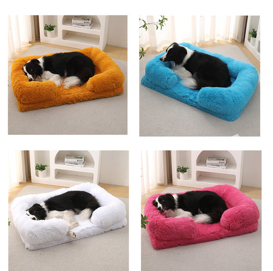 Darazbay - Dogs Or Cats Luxury Orthopedic Fleece Foam Mattress Plush Non-Slip Base Detachable Creative Cute Nest Bottom Memory Sleeping Round Sofa Pets Beds Supportive Pets Supplies Accessories